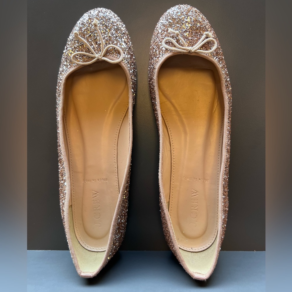 Light Pink Glitter Ballet Flats Gem